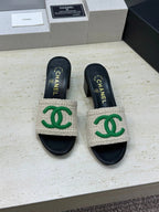 Chanel 2026 Double C Letter Sandals Woven Leather 787177