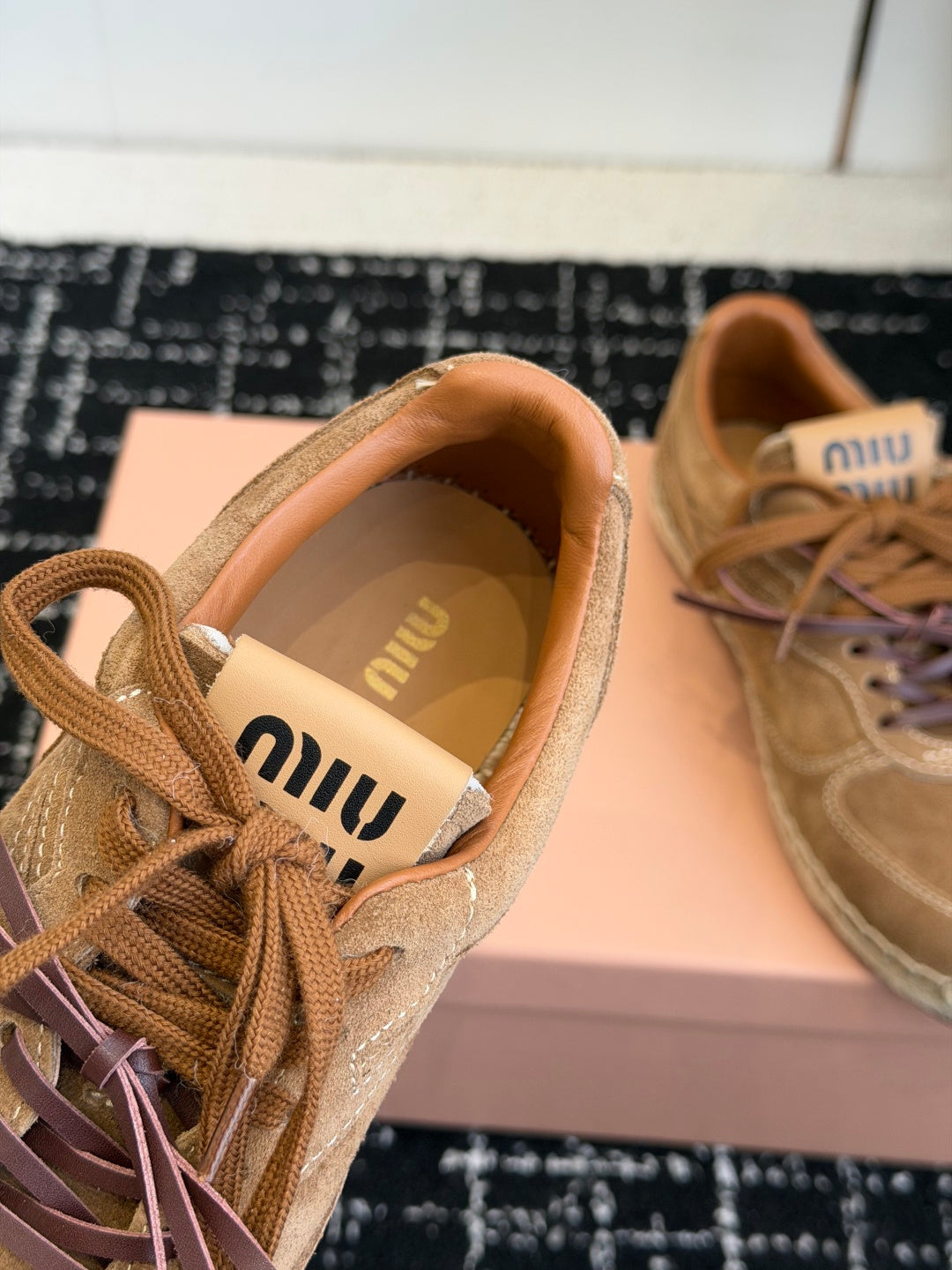 Miu Miu 2026 Espadrille Sneaker Brown Suede Woven 621338