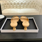 Chanel 2026 Heeled Sandal Beige Black Lambskin