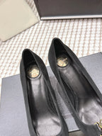 YSL 26ss High Heel Pumps 75 Black Suede 654701