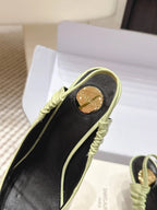 YSL 26ss Slingback 75 Light Green Glossy Leather 654716