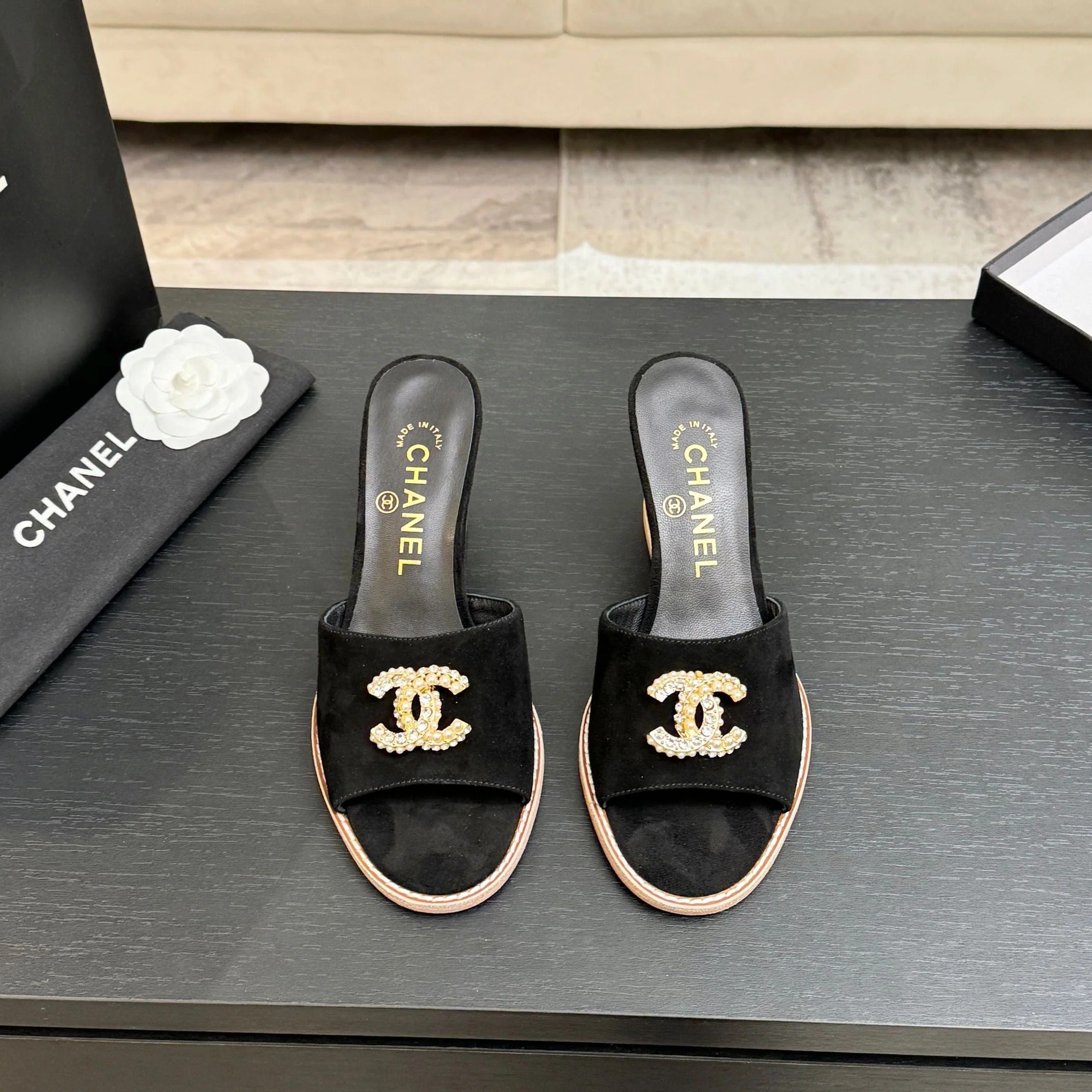 CC 2026 Wedge Sandals 65 Black Suede 667770