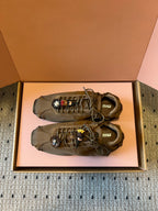 Miu Miu 2026 Plume Sneaker With Floral Charm Brown Satin 621344