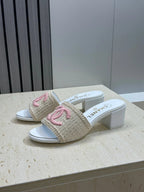 Chanel 2026 Double C Letter Sandals Woven Leather 787177