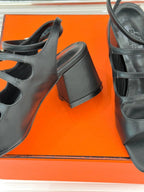 HM 26ss Peep Toe Sandals 65 Black Sheepskin 642766