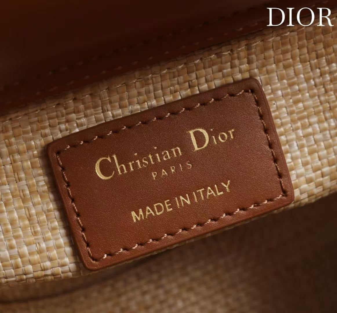 Dior 2026 Lady Dior Bag 24cm Beige Brown Raffia Leather