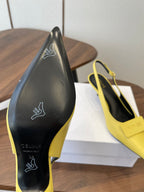 Celine 26 Pointed-Toe Slingback Yellow Sheepskin 624684