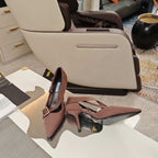 PRA 26S High Heel Pump 70 Dark Taupe Brown Canvas 630561
