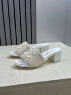 Chanel 2026 Double C Letter Sandals Woven Leather 787177