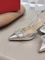 VT 26s Slingback 80 Silver Metallic Snake Skin 613588
