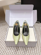 YSL 26ss Slingback 75 Light Green Glossy Leather 654716