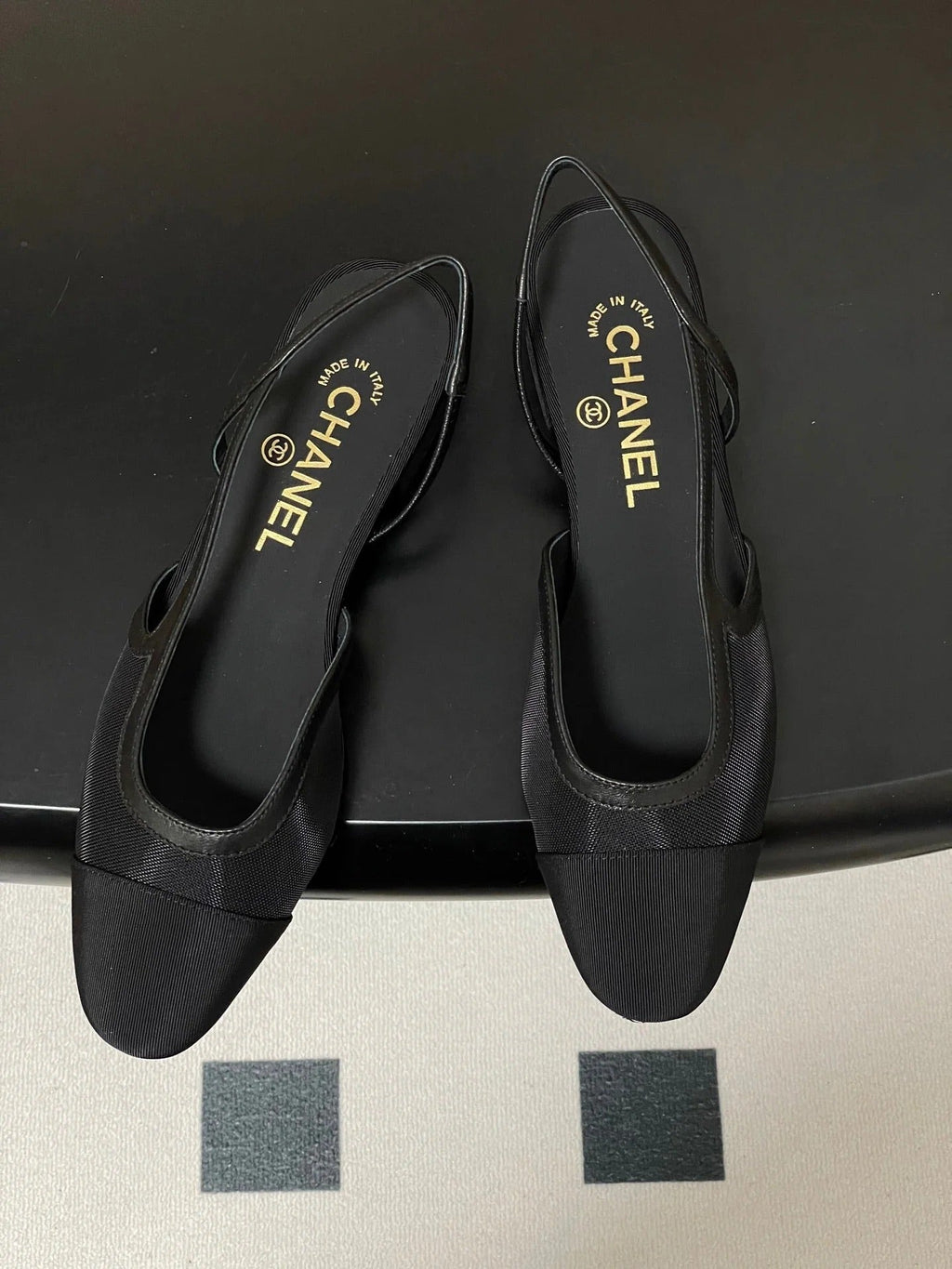 CC 26s Slingback Black Mesh Fabric Sheepskin 649450