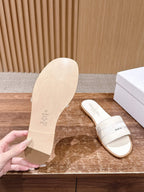 CD 26 Embroidered Slippers White Cowhide 610276