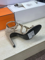 HM 26ss High Heels Sandals 95 Beige Suede 633224
