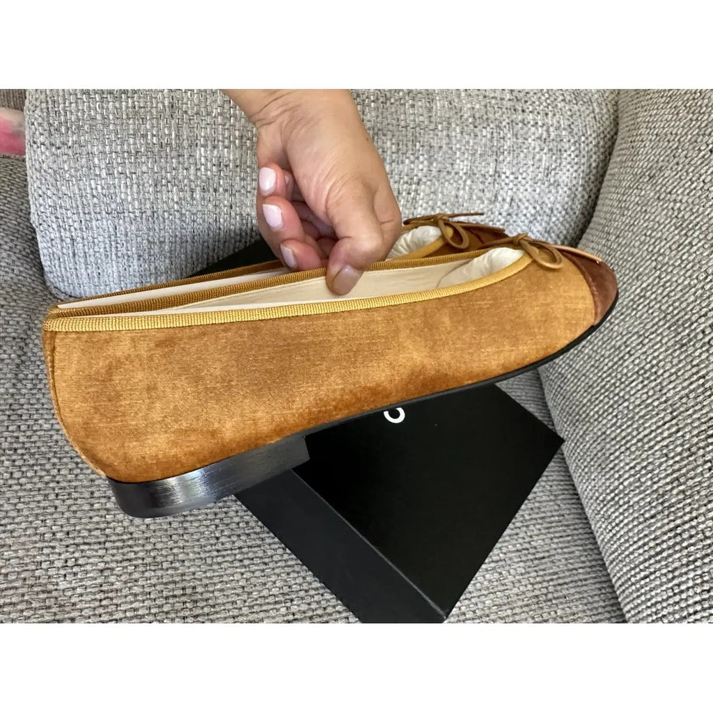 CC Cambon Ballet Flats Camel Velvet