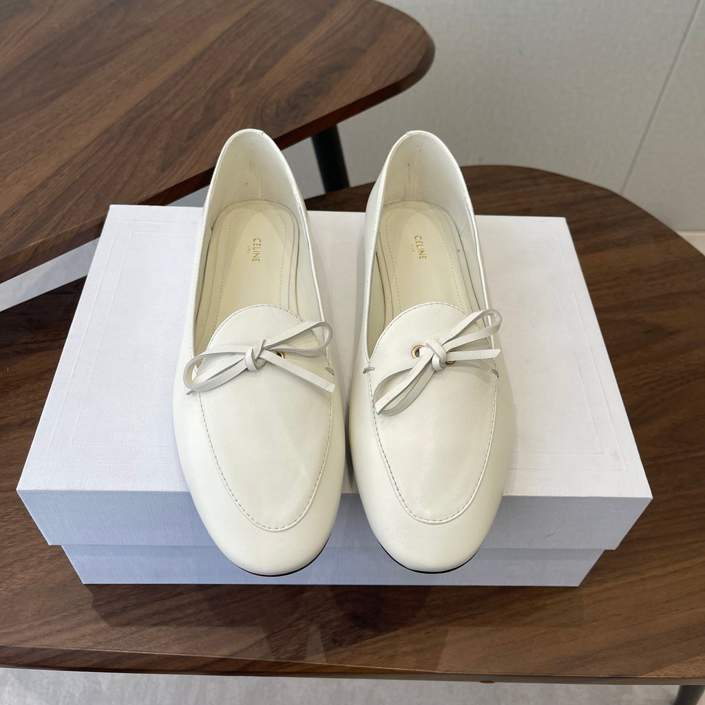 Celine 26 Loafers White Sheepskin 624696