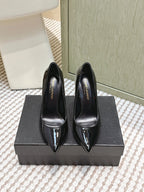 YSL 26ss High Heel Pumps 85 Black Patent Leather Sliver 654696