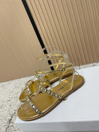 CD 26s Crystal Sandals Gold Champage   Leather 643499