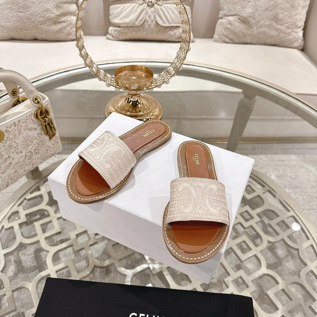CL 26 Triomphe Slide Sandals Woven Leather 736551