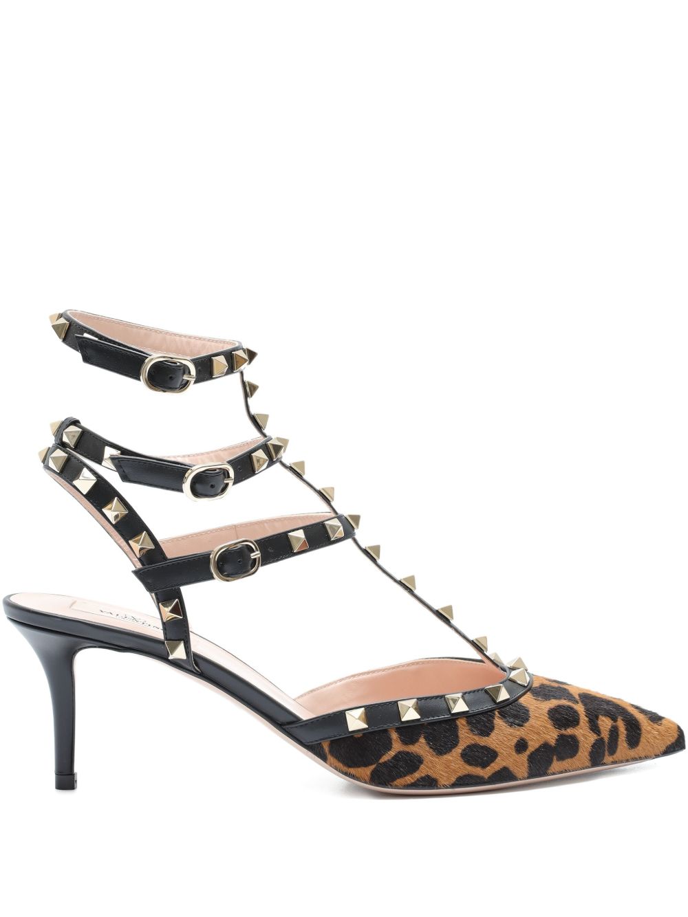 VT Rockstud Heeled Sandals 65 Leopard-Print Calf Hair EUR145,00€