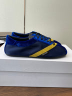 Celine 26 Flat Sneaker Dark Blue Yellow Canvas Suede 624713