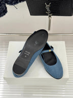 CL 26 Mary-Jane Ballet Flats Blue Fabric Leather 755871