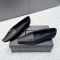 YSL 26ss Square Toe Loafers Taupe Satin Leather