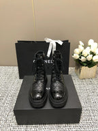 CC 26s High Heels Pump 50 Black Mesh Leather 627207