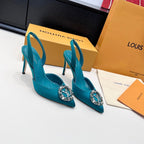 LV 26s Slingback 75 Teal Blue Premium Satin 622440