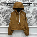 MIU 25S HOODED JACKET BROWN IN NYLON 263023