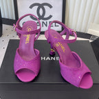 CC 26 Rhinestone Sandal 75mm Purple Lambskin 611733