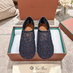 FLAT SHOES 25 IN DARK BLUE MESH FABRIC