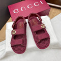 GG CLASSIC SANDALS 25S IN RED FABRIC WITH GOLD HARDWARE