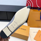 LV 26s Pointed-Toe Ballet Flat Black Premium Satin 622454
