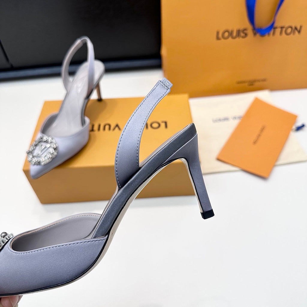 LV 26s Slingback 95 Light Lavender Premium Satin 622445