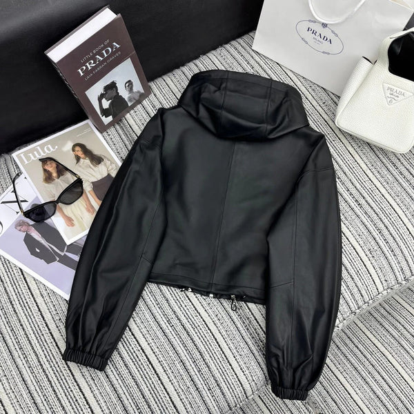 PRADA 25S SHEARLING HOODED JACKET 336