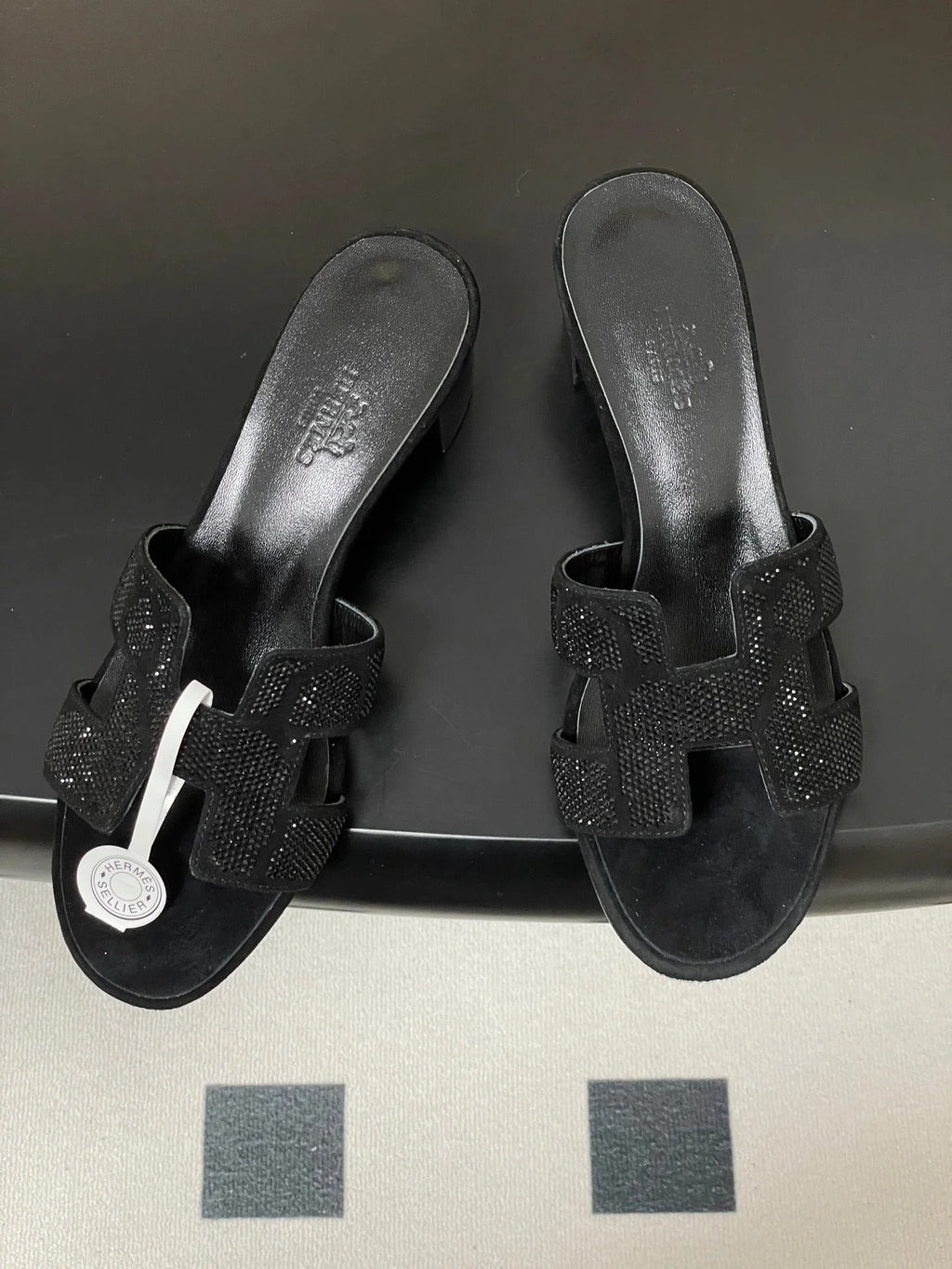 HM 25S ORAN HIGH?HEEL SANDAL 50 MM IN BLACK LAMBSKIN WITH STONE DETAILS