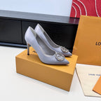 LV 26s Pointed-Toe High Heels 95 Light Lavender Premium Satin 622444