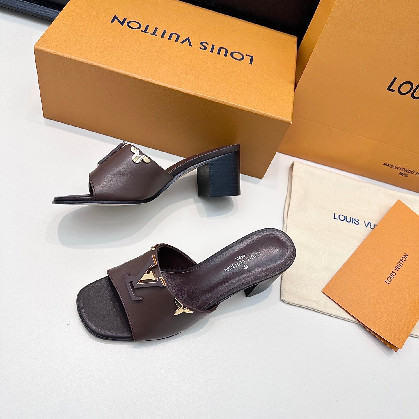 LV 26s High Heels 65 Sandals Chocolate Brown Calfskin 622404