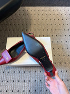 Celine 26 Pointed-Toe Slingback Red Sheepskin 619635