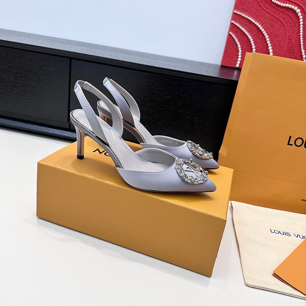 LV 26s Slingback 75 Light Lavender Premium Satin 622446