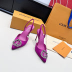 LV 26s Slingback 95 Fuchsia Pink Premium Satin 622450