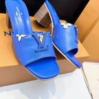 LV 26s High Heels 65 Sandals Cobalt Blue Calfskin 622402