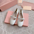 Floral White Ballet Shoes Sheepskin