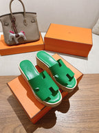 HM 25S HIGH WEDGE SANDALS IN GREEN LAMBSKIN STYLE 25