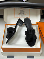 HM 25S ORAN HIGH?HEEL SANDAL 50 MM IN BLACK LAMBSKIN WITH STONE DETAILS