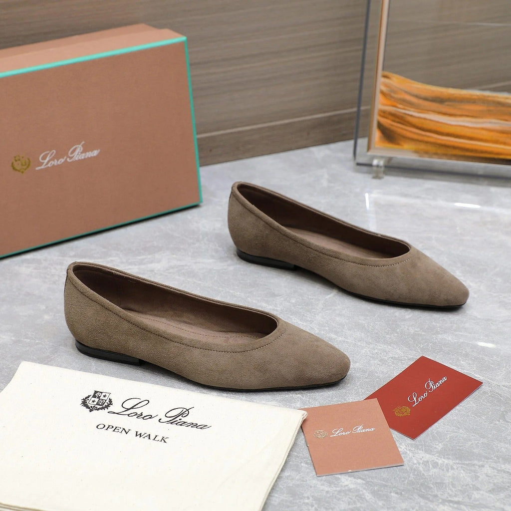 Classic Ballet Shoes In Heavy Brown Suede