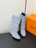 LV 26s Mid-Calf Boots 110 Gray Knit Fabric 619402