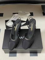 CC 26s Slingback 95 Black Mesh Fabric Sheepskin 649442