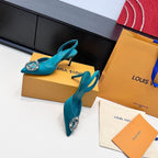 LV 26s Slingback 75 Teal Blue Premium Satin 622440
